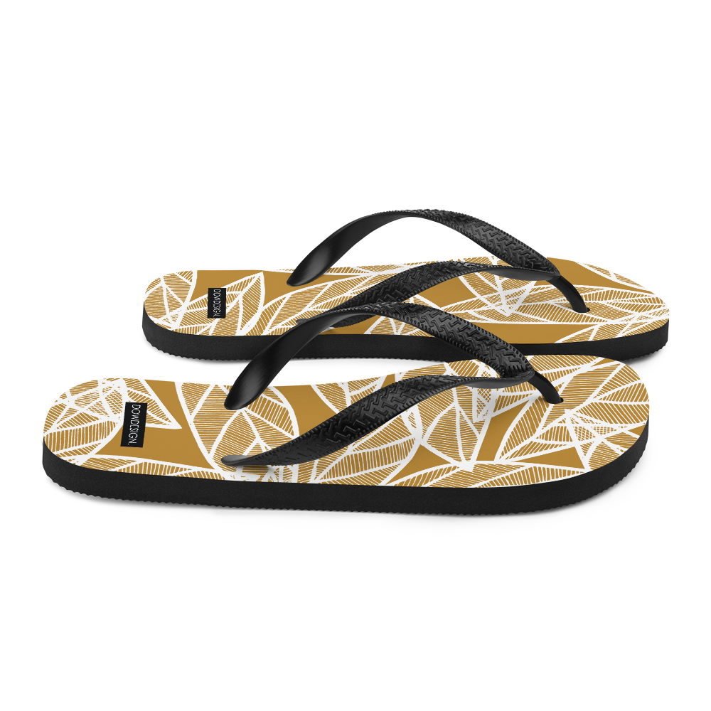 White Leaves on Gold | Flip-Flops