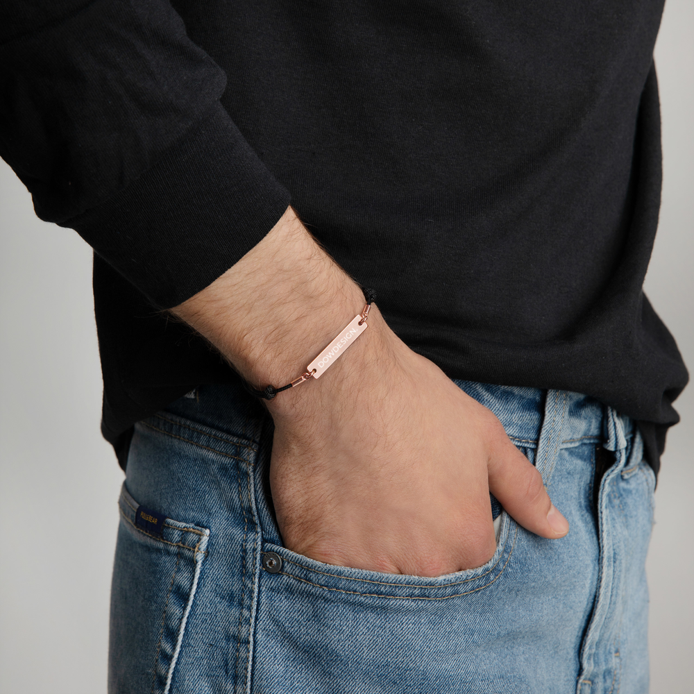 DOWDESIGN. | Engraved Silver Bar String Bracelet