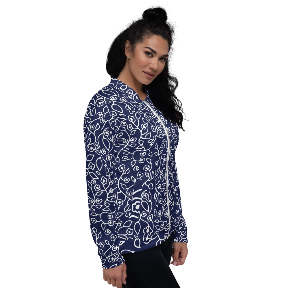 White Small Flowers | Bomber Jacket