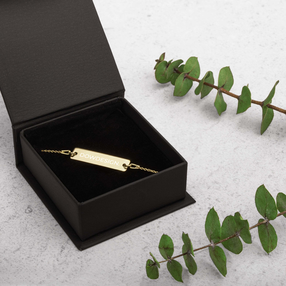 DOWDESIGN. | Engraved Silver Bar Chain Bracelet