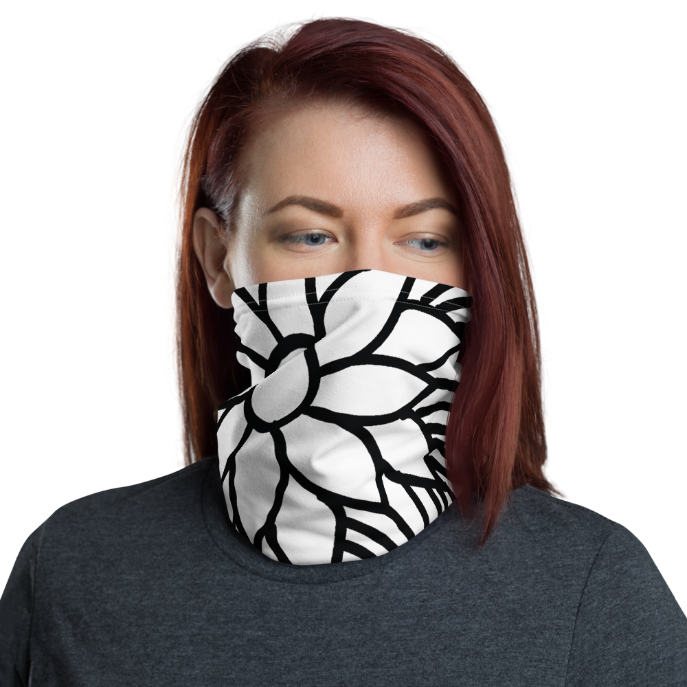 Black And White Flower Ornament | Neck Gaiter