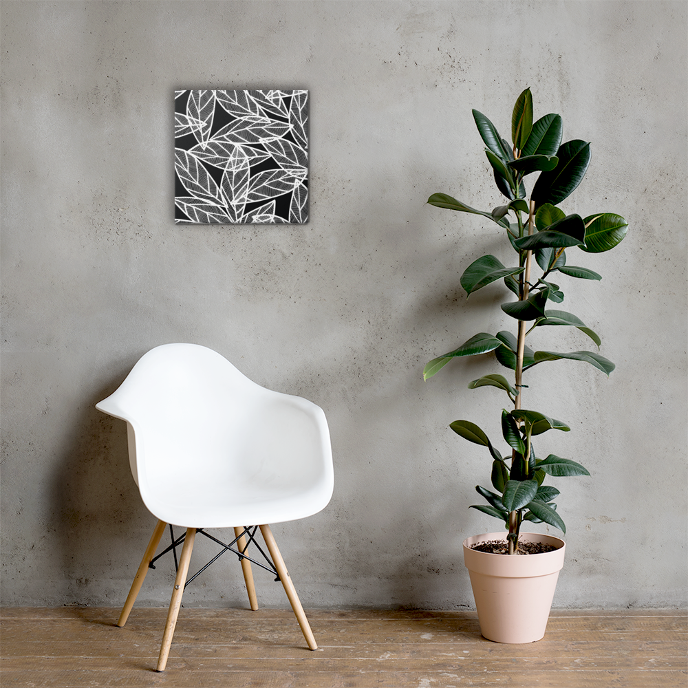 White Leaves on Black | Canvas