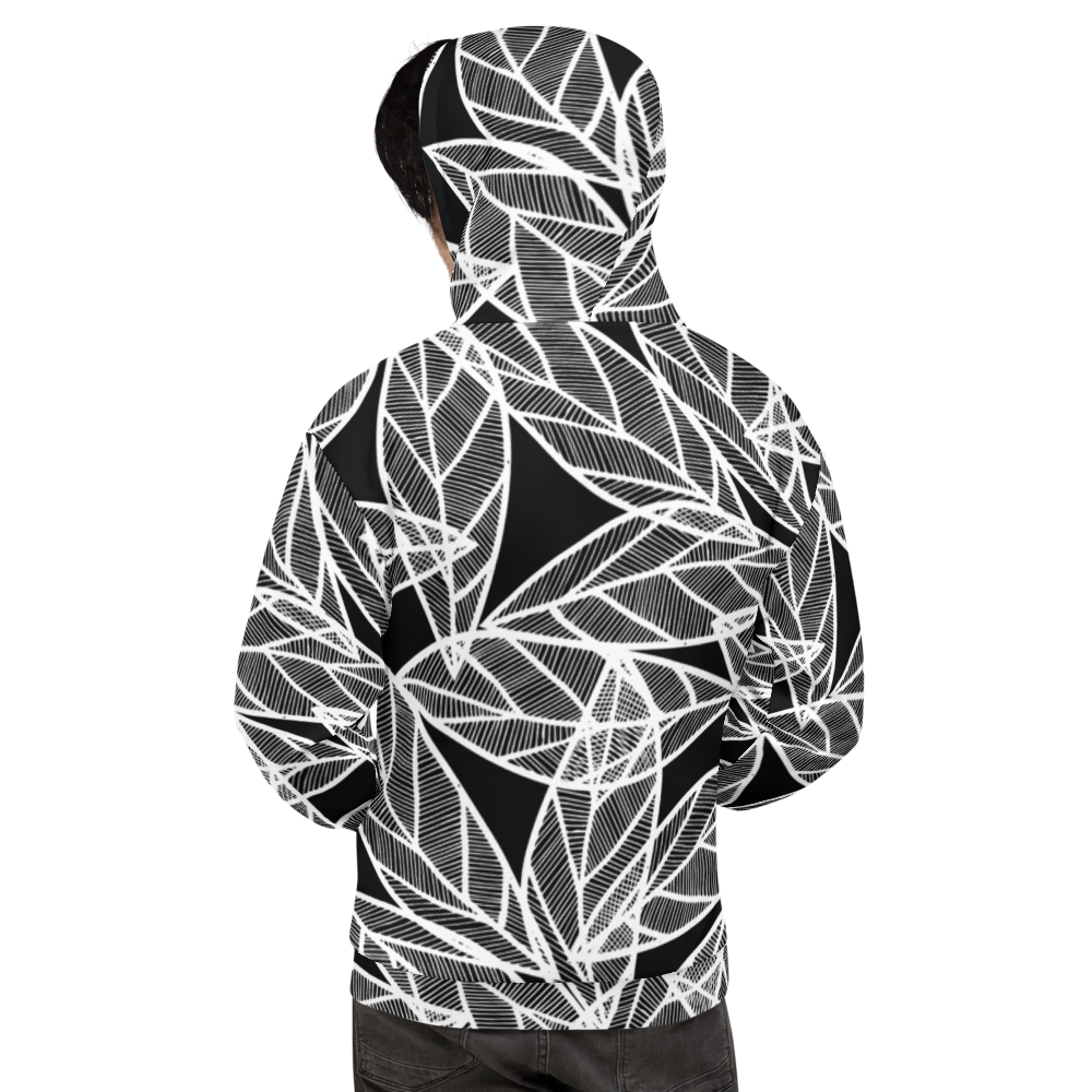 White Leaves on Black | Hoodie