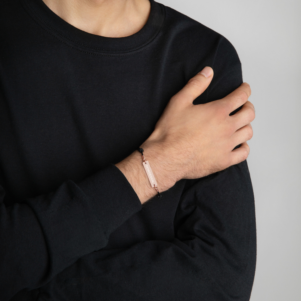 DOWDESIGN. | Engraved Silver Bar String Bracelet