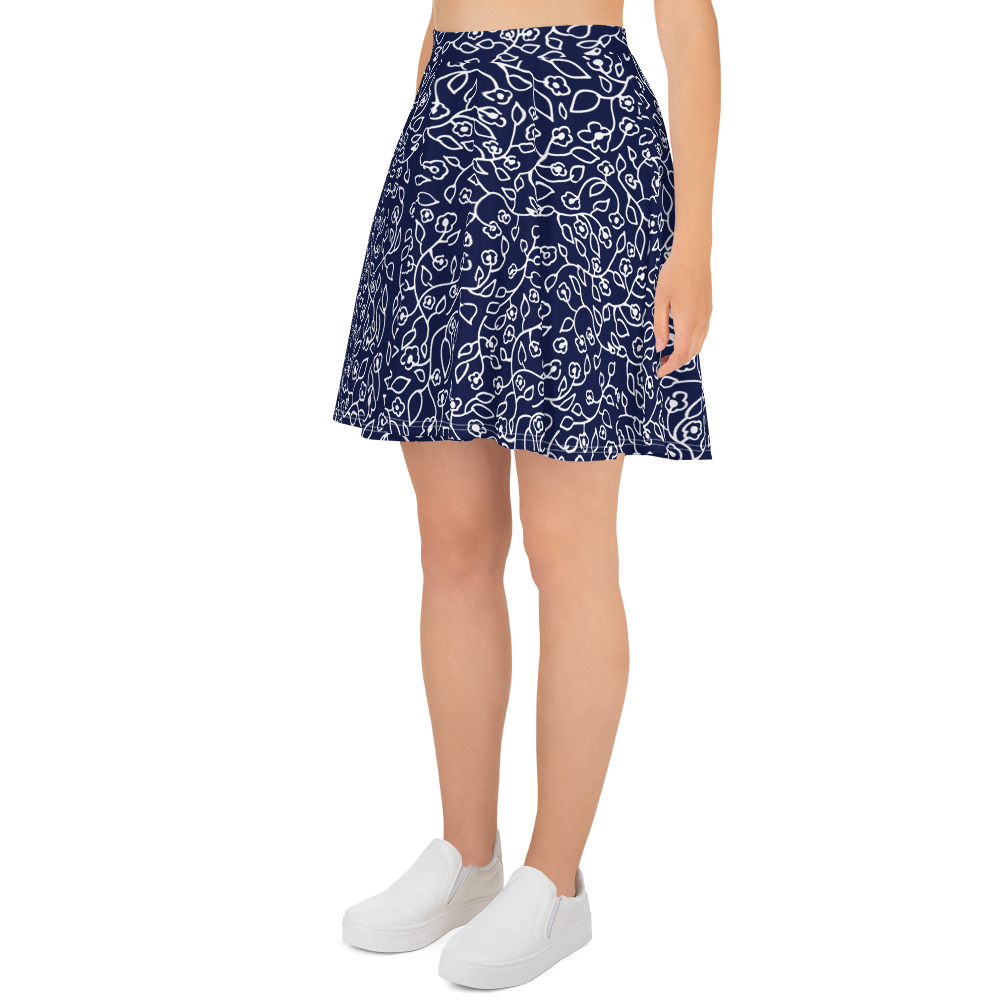 White Small Flowers | Skater Skirt