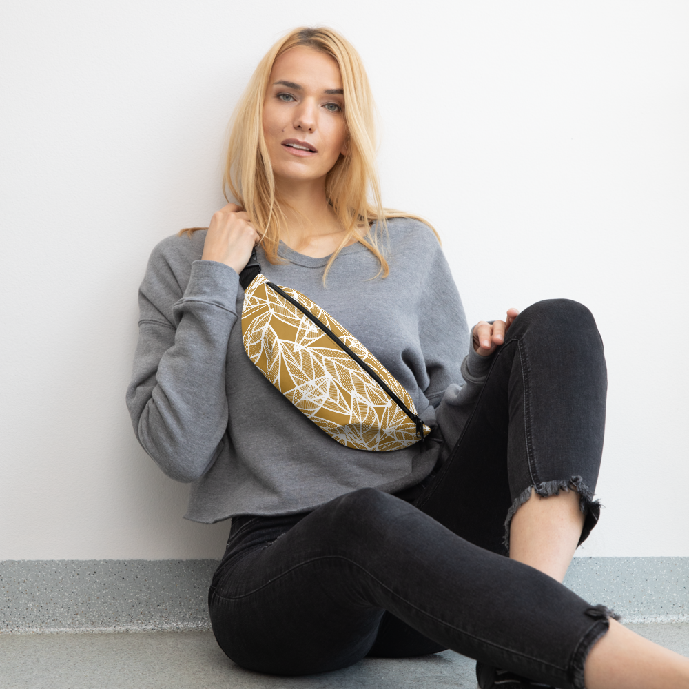 White Leaves on Gold | Fanny Pack