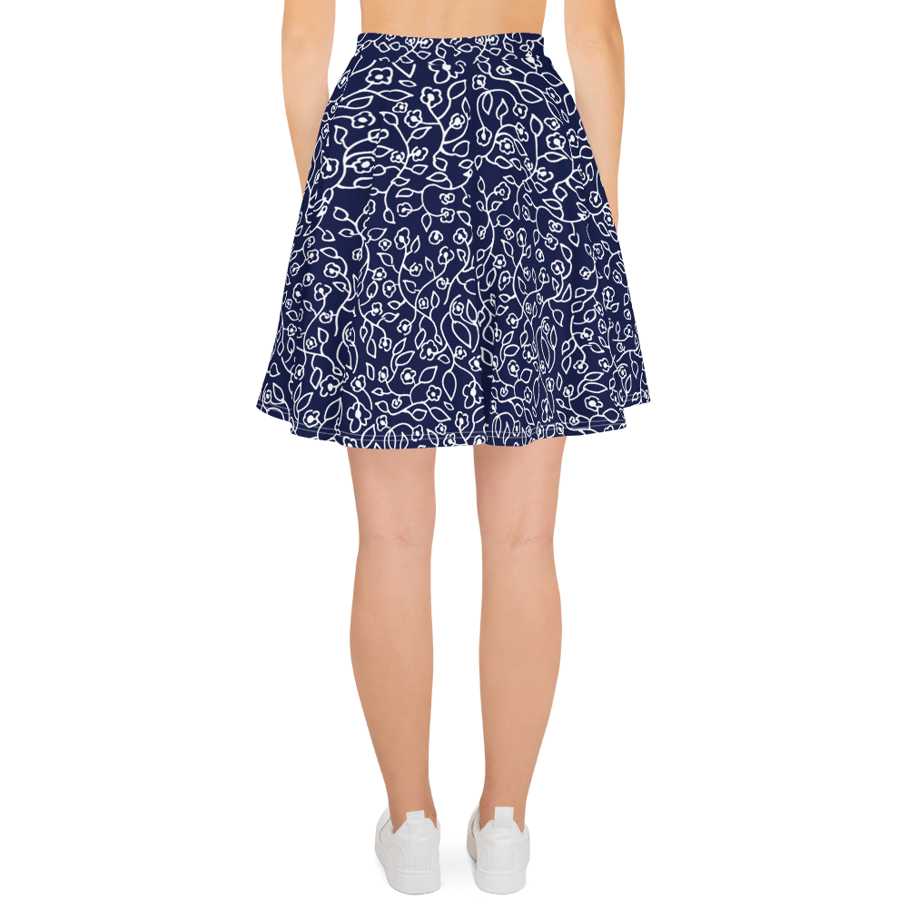 White Small Flowers | Skater Skirt
