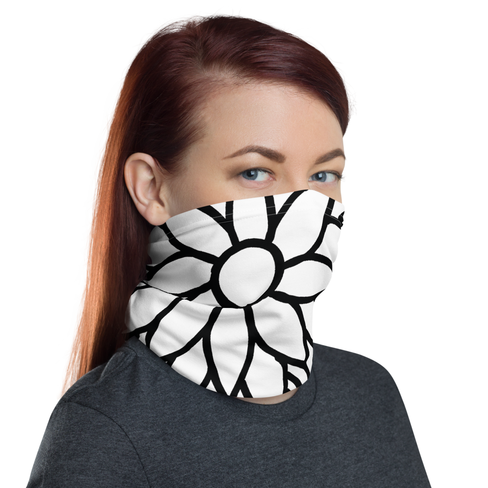 Black And White Flower Ornament | Neck Gaiter