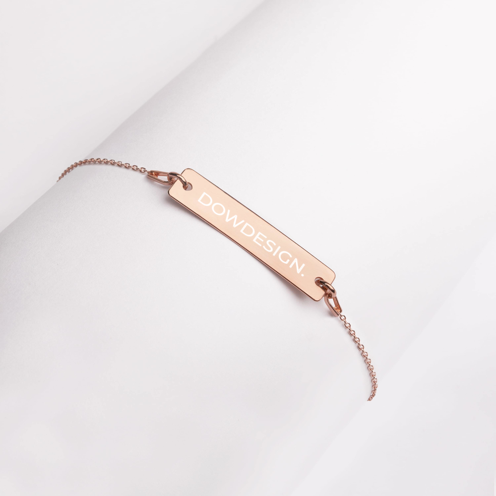 DOWDESIGN. | Engraved Silver Bar Chain Bracelet