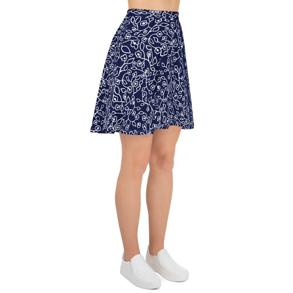 White Small Flowers | Skater Skirt
