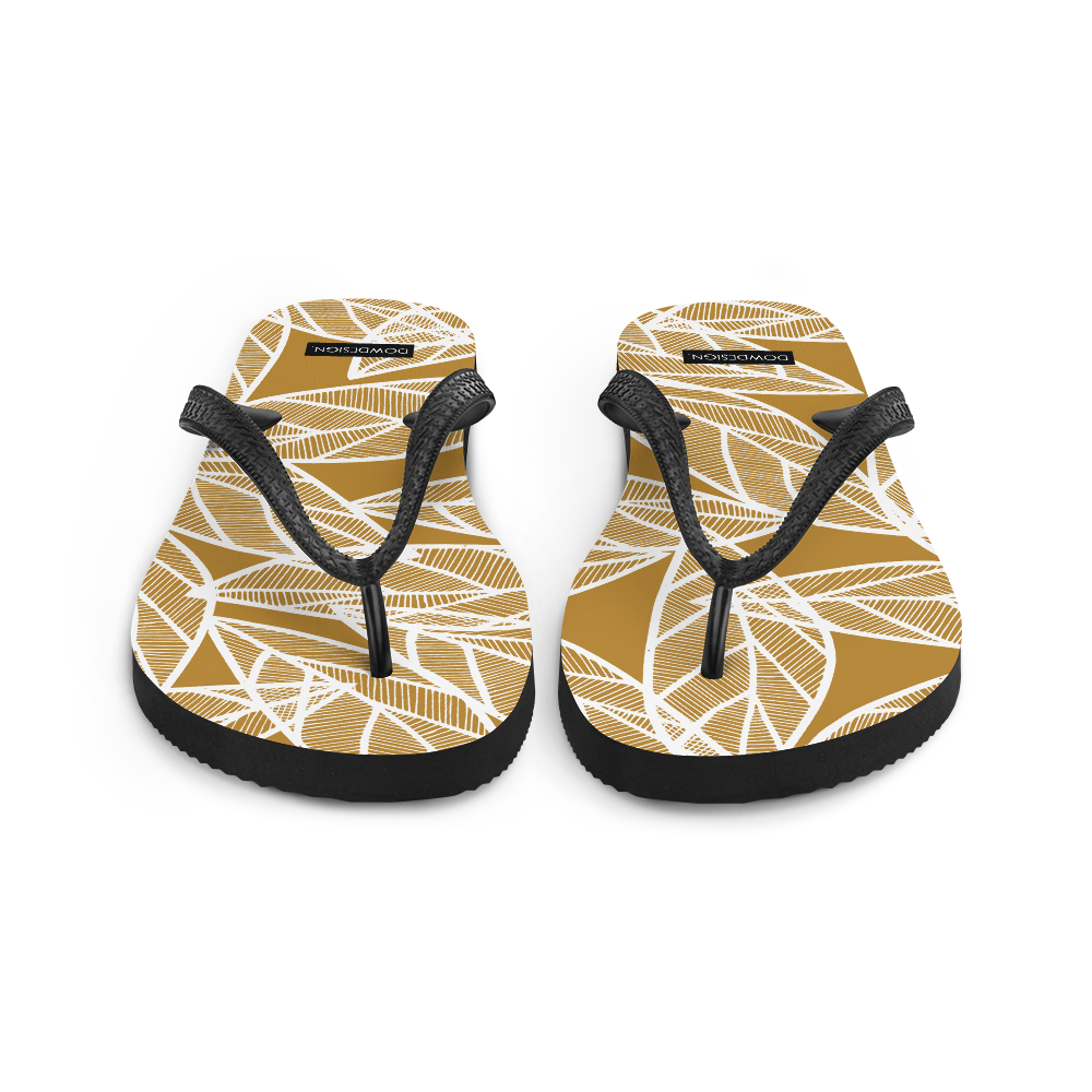 White Leaves on Gold | Flip-Flops