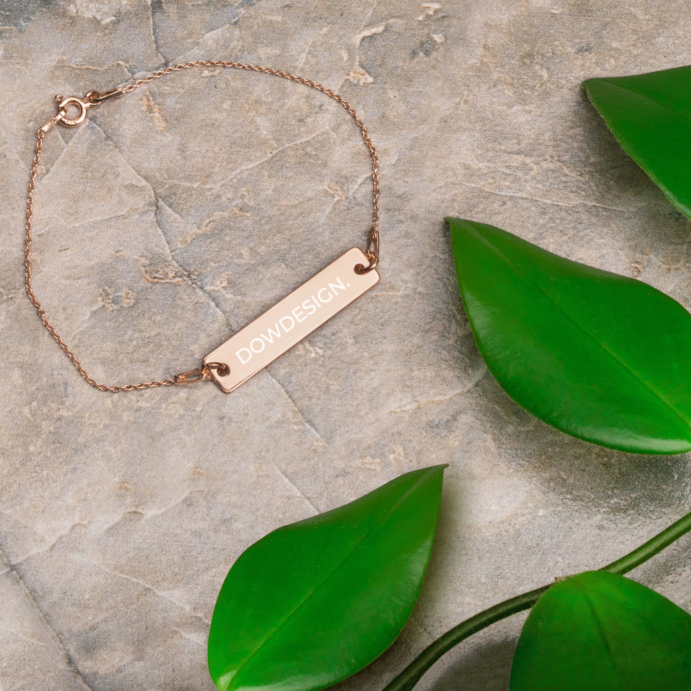 DOWDESIGN. | Engraved Silver Bar Chain Bracelet