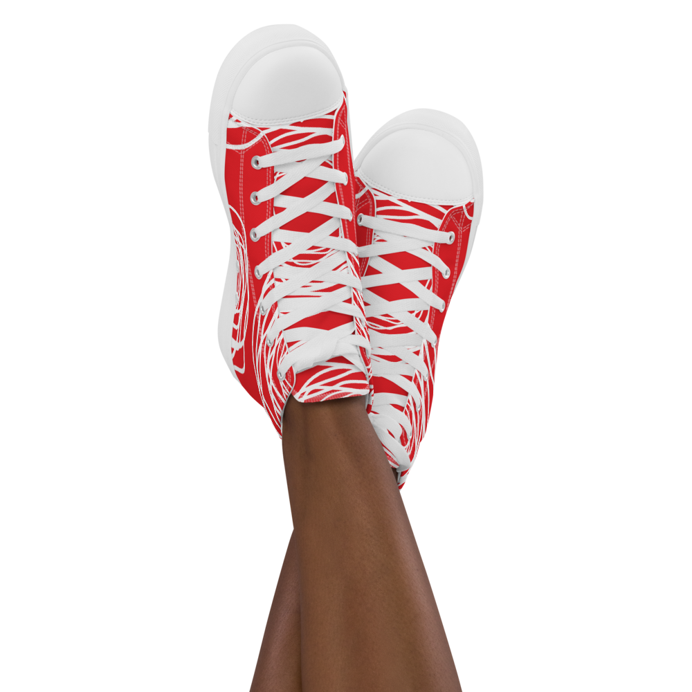 Red Flowers | Women's High Top Canvas Shoes
