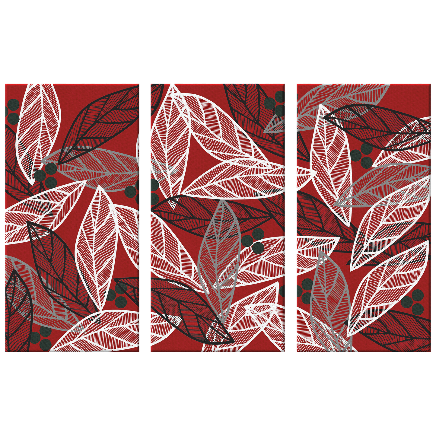 Christmas Leaves | 3 Piece Canvas