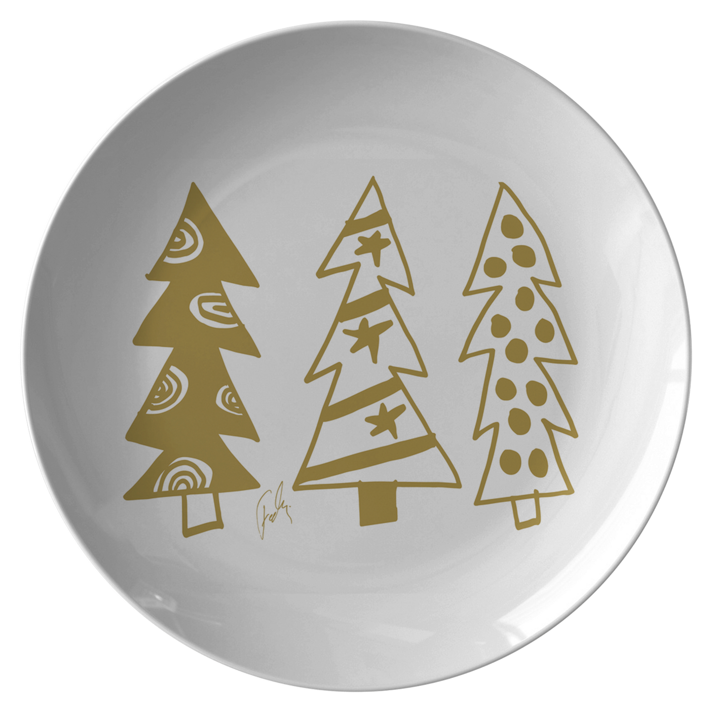 Golden Christmas Trees | Plate