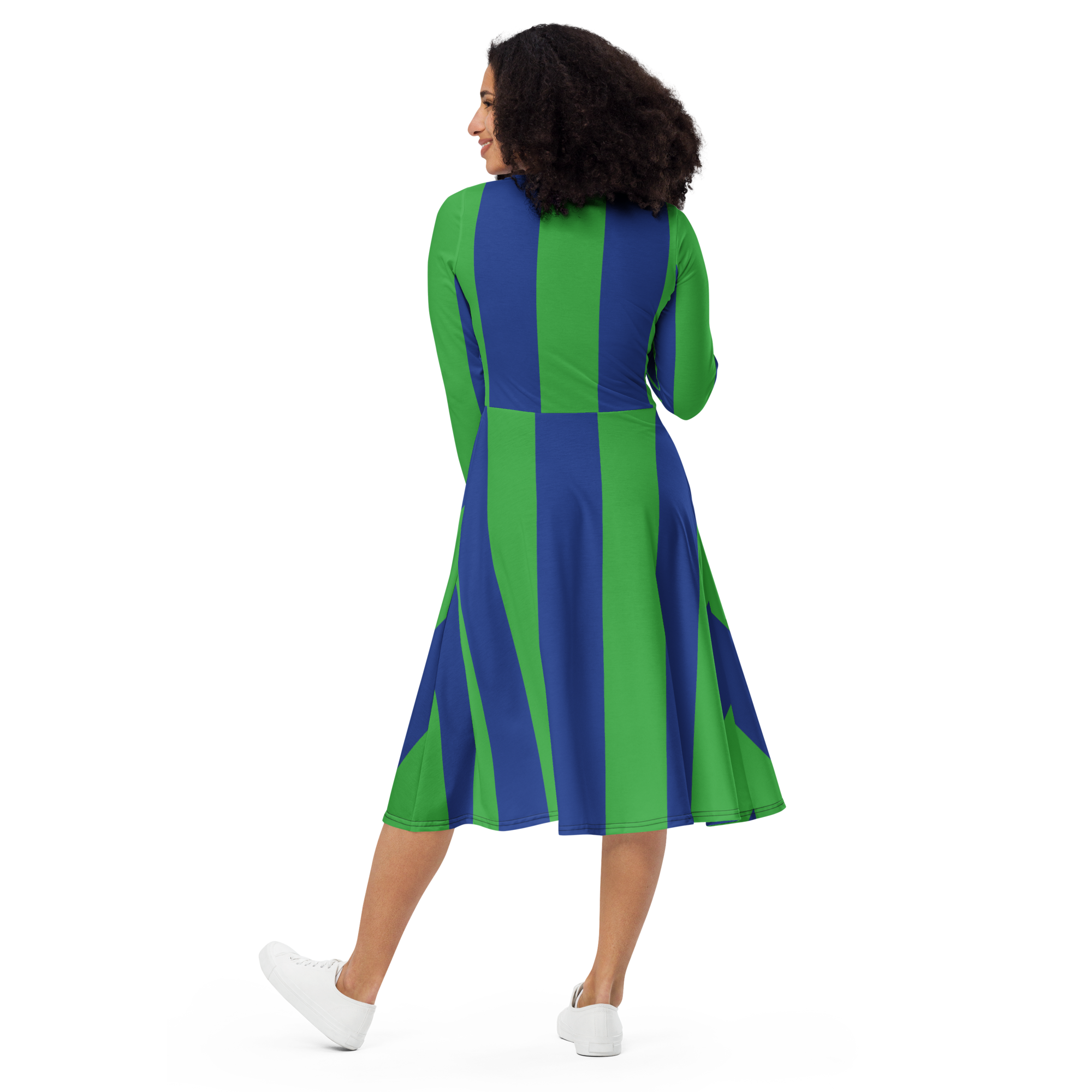 Green and Blue | long sleeve midi dress