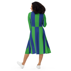 Green and Blue | long sleeve midi dress