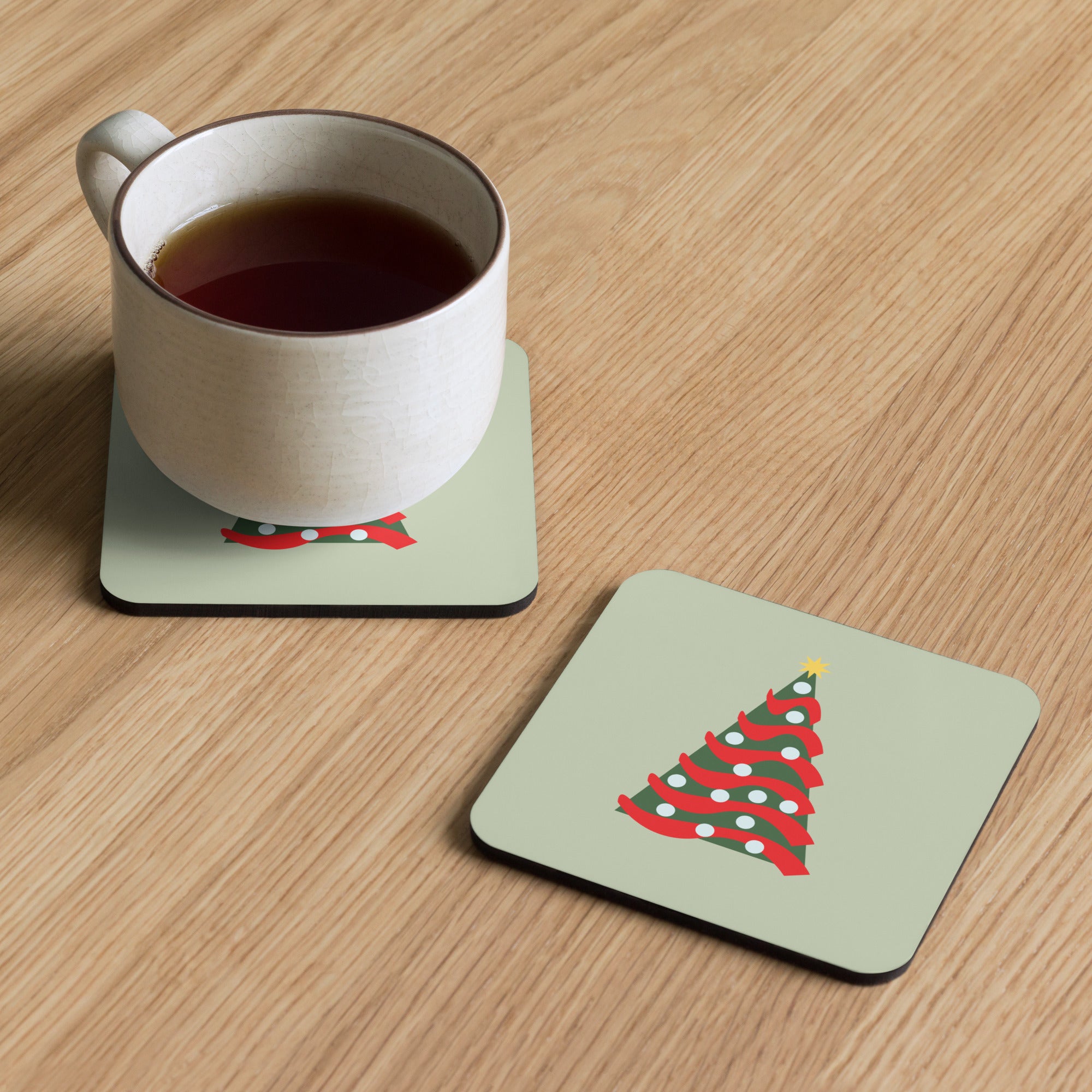 Christmas Tree Design | Cork-back coaster