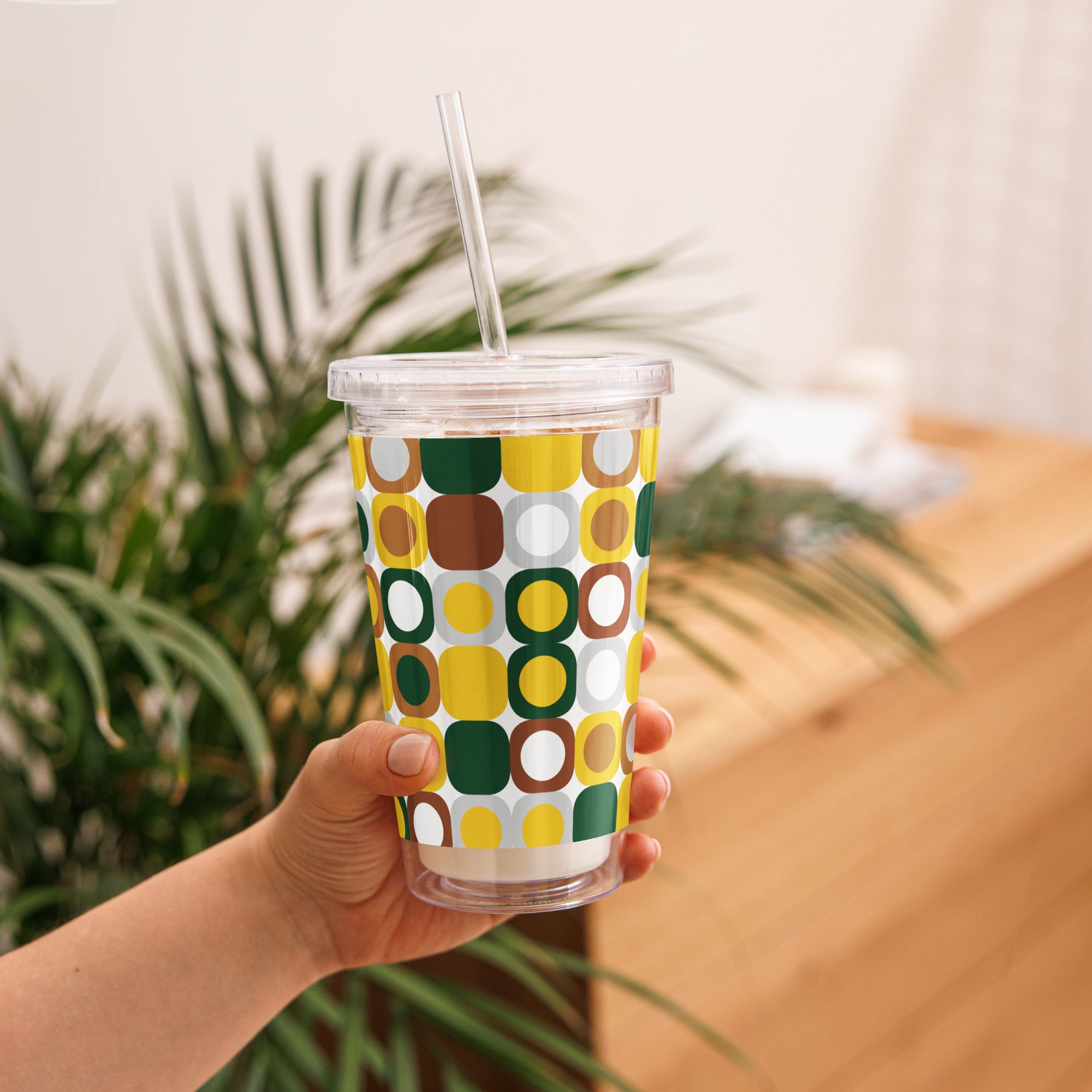 Pixels | Clear plastic tumbler
