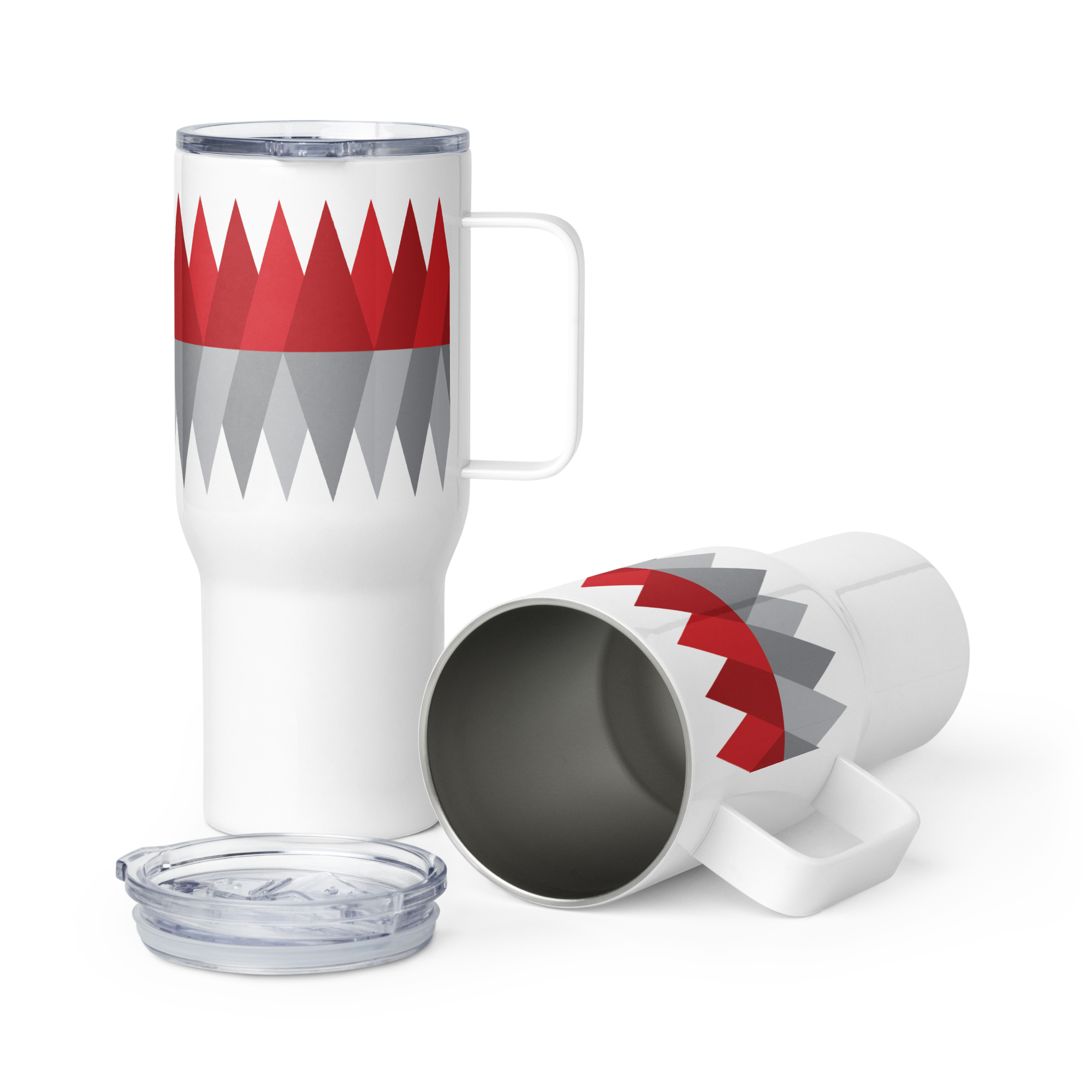 Red Gray Christmas | Travel mug with a handle