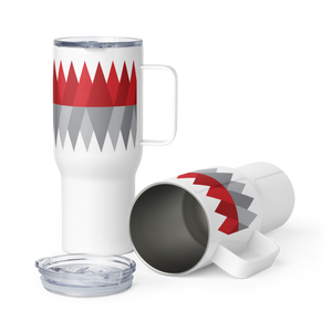 Red Gray Christmas | Travel mug with a handle