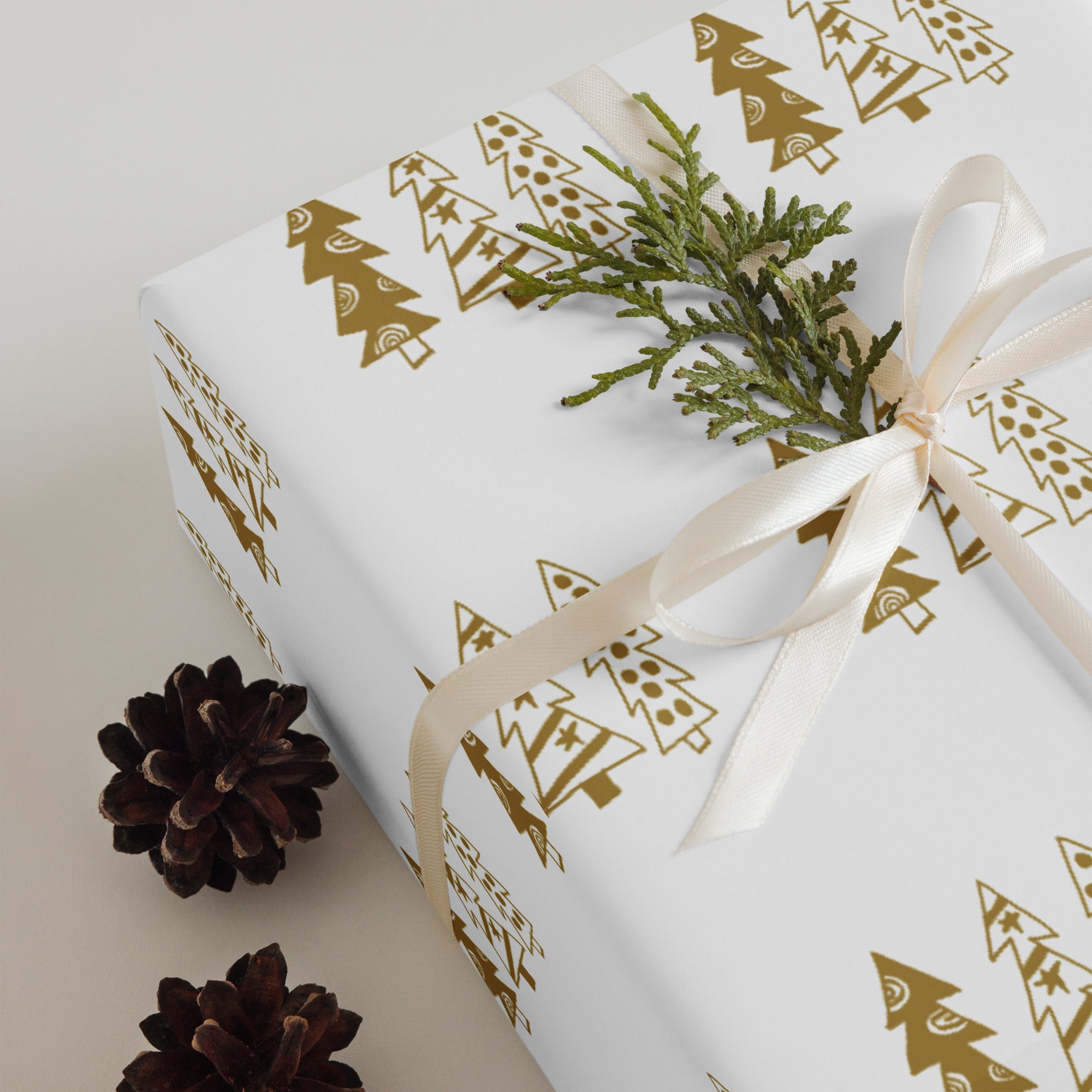 Golden Christmas Trees | Wrapping paper sheets