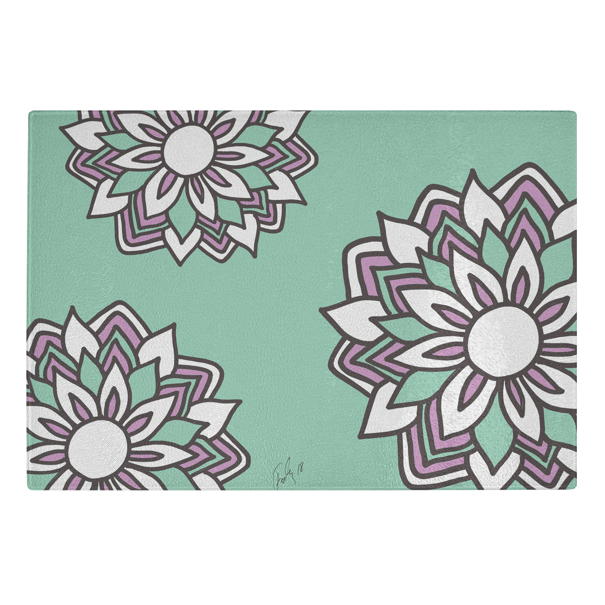 Smiling Flowers | Glass Cutting Board