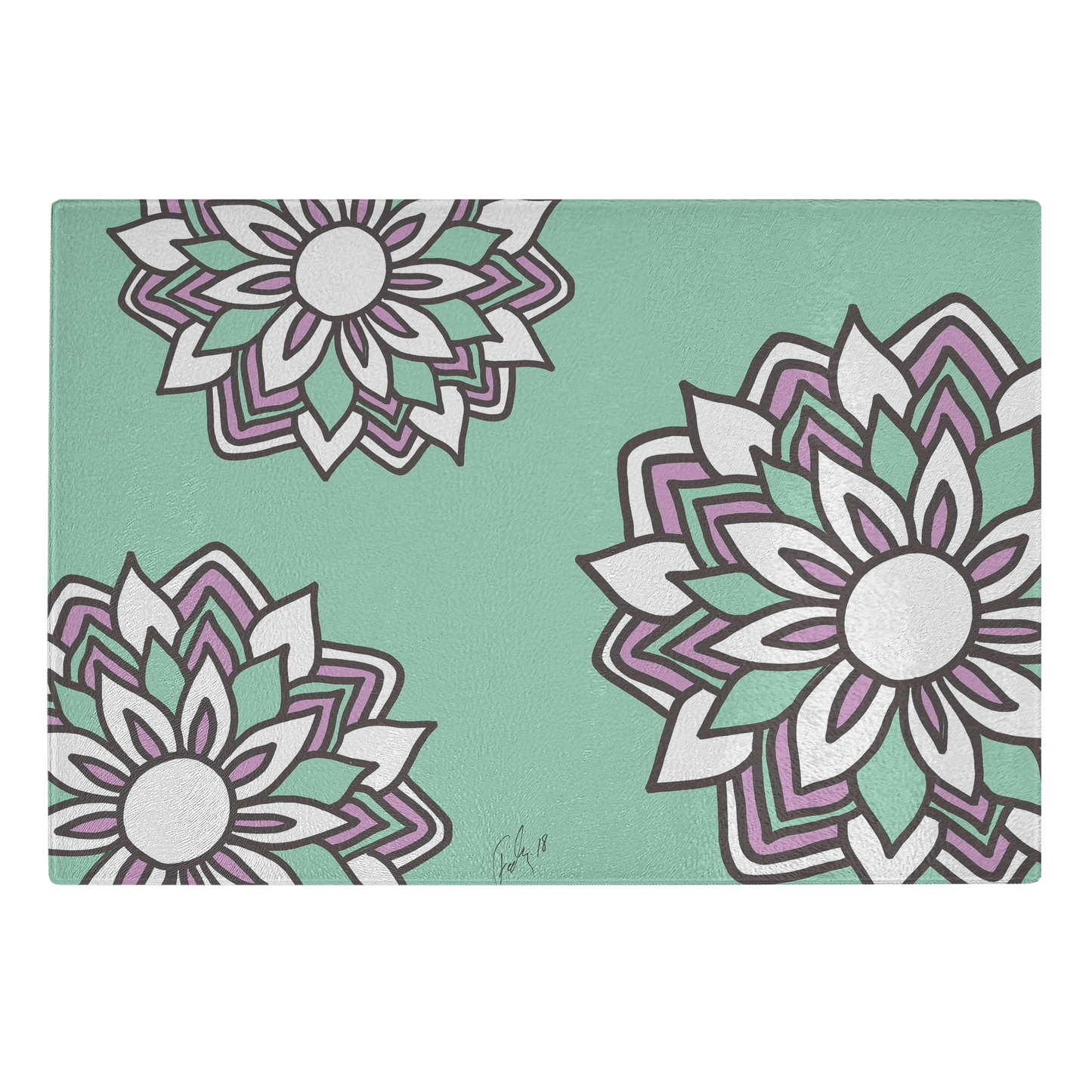 Smiling Flowers | Glass Cutting Board