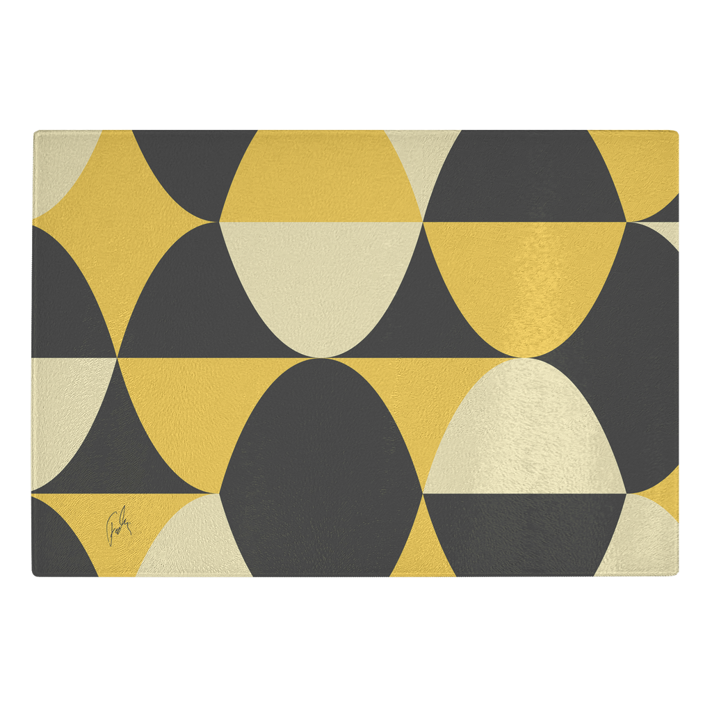 Yellow and Black Eggs | Glass Cutting Board