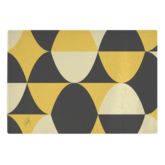 Yellow and Black Eggs | Glass Cutting Board