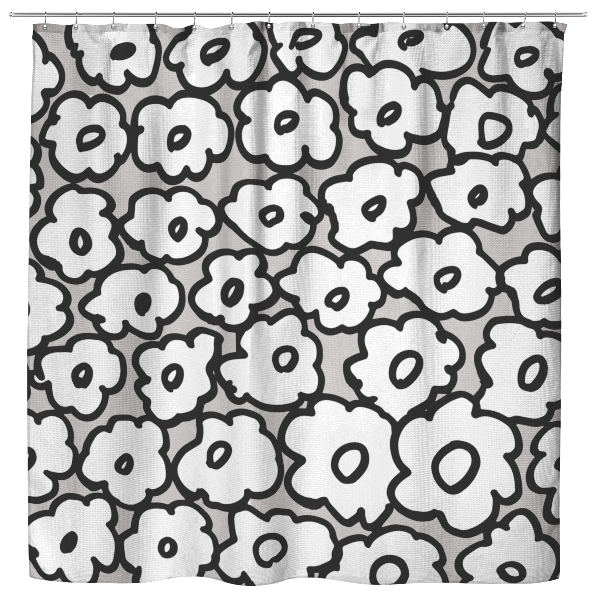 Happy White Flowers | Cloth Shower Curtain