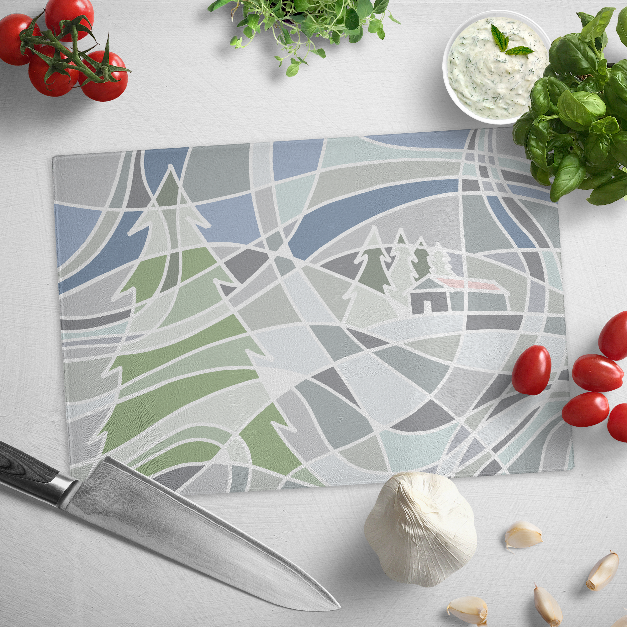 Snowy Day | Glass Cutting Board