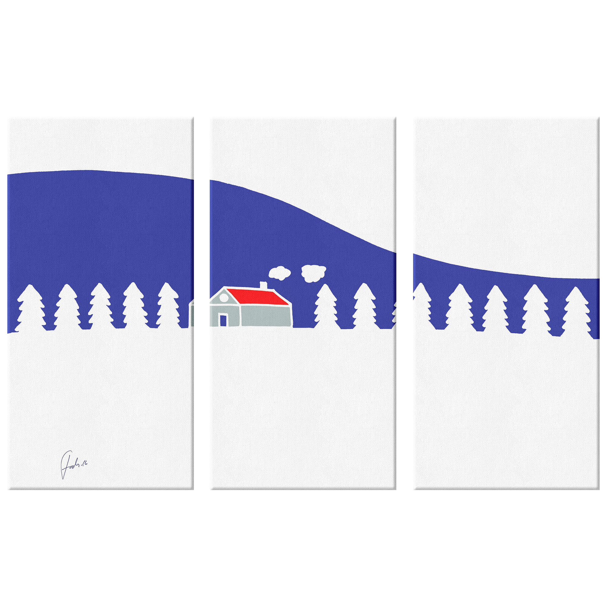 Home In White Forest | 3 Piece Canvas