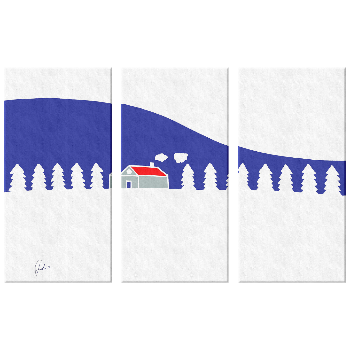 Home In White Forest | 3 Piece Canvas