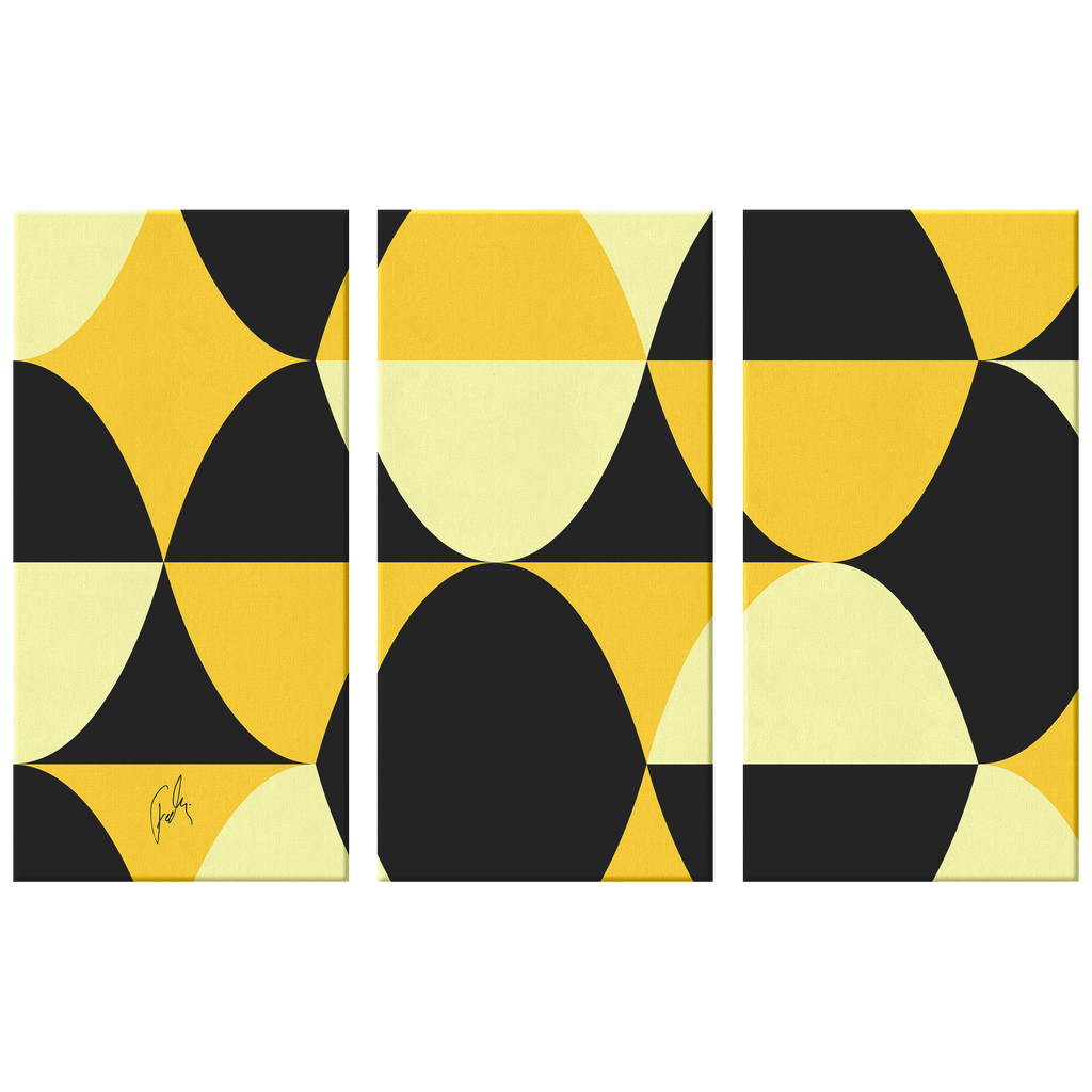 Yellow and Black Eggs | 3 Piece Canvas