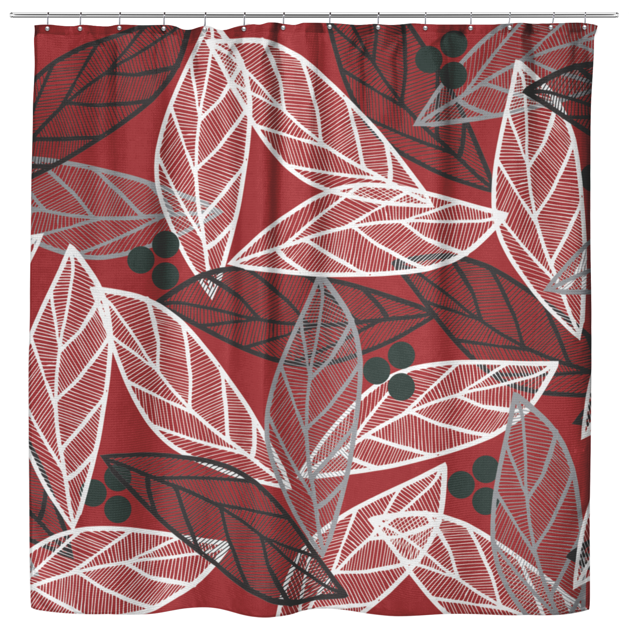 Christmas Leaves | Cloth Shower Curtain