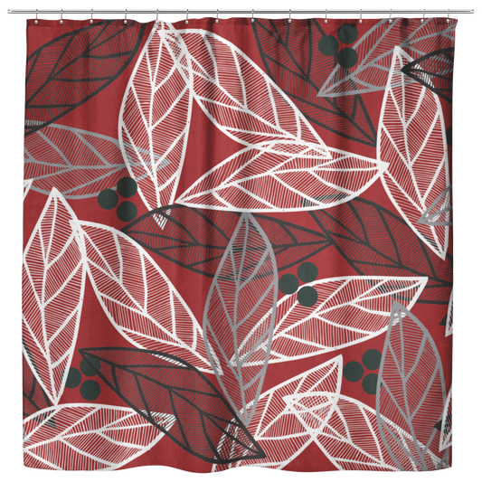 Christmas Leaves | Cloth Shower Curtain