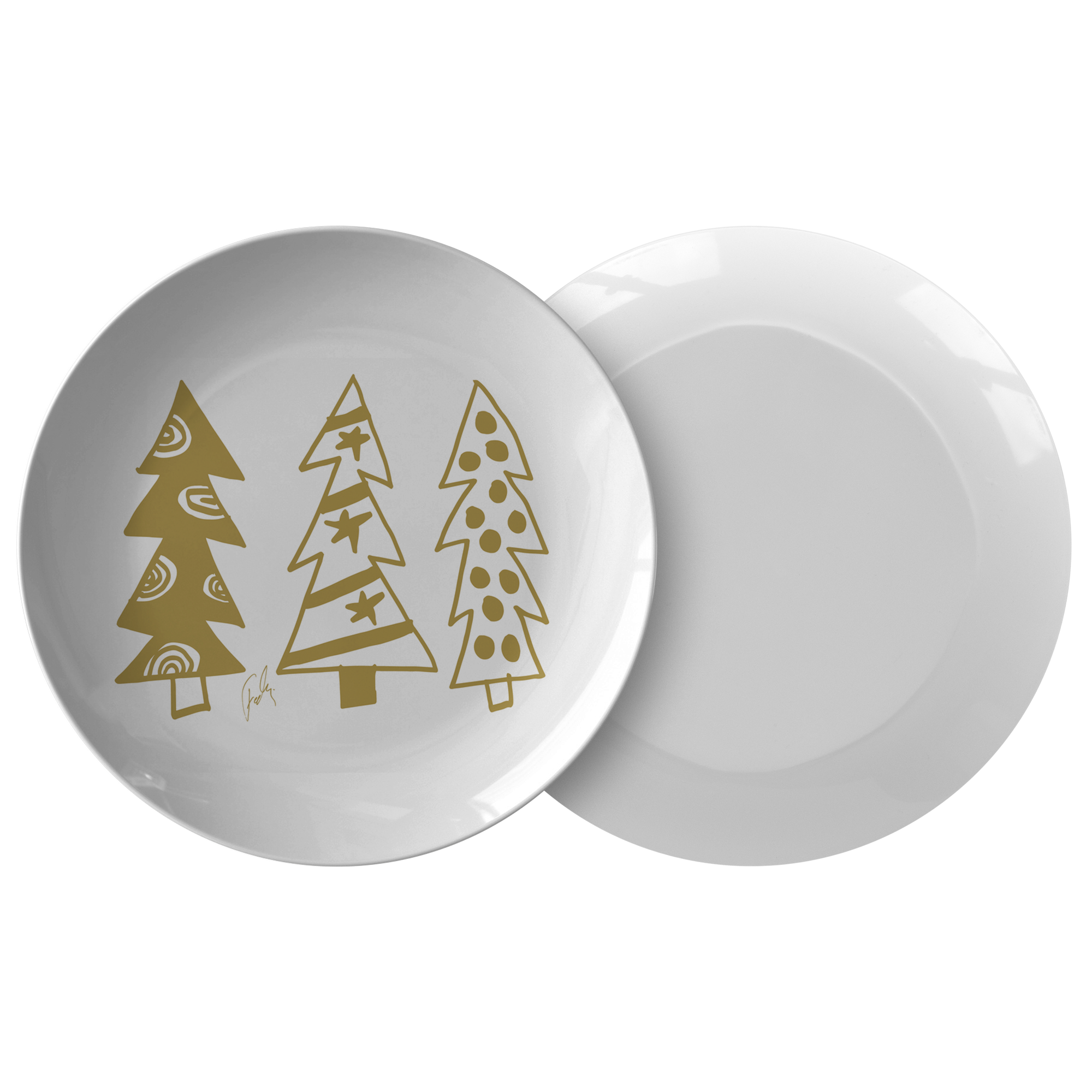 Golden Christmas Trees | Plate