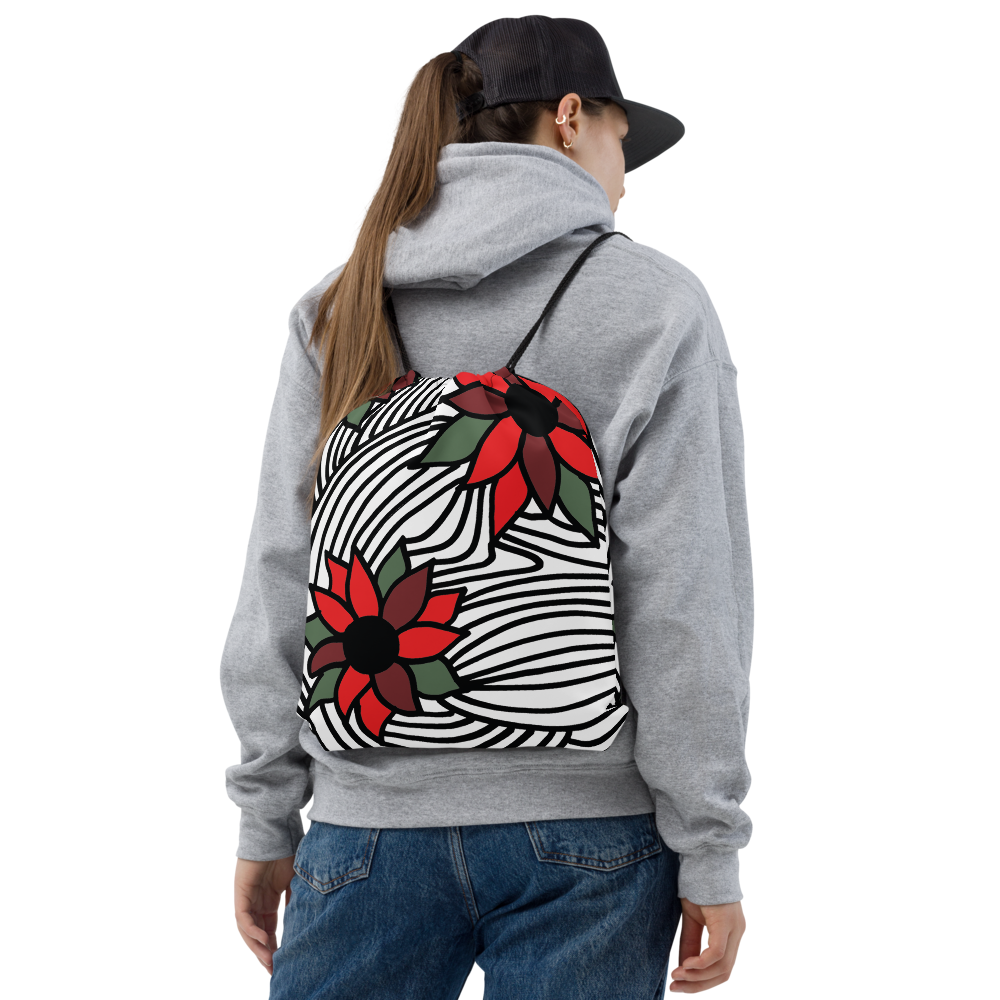 Christmas Flowers | Drawstring Bag