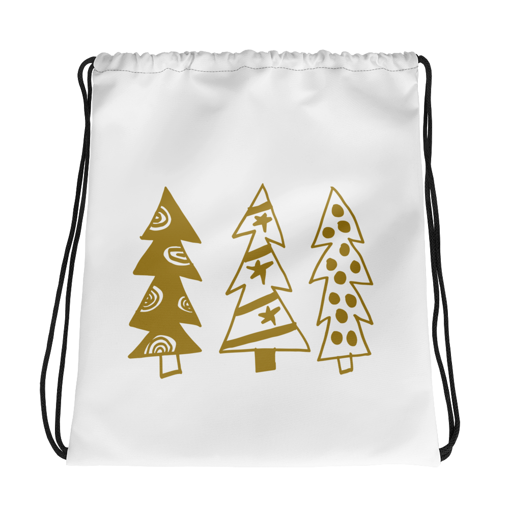 Golden Christmas Trees | Drawstring Bag