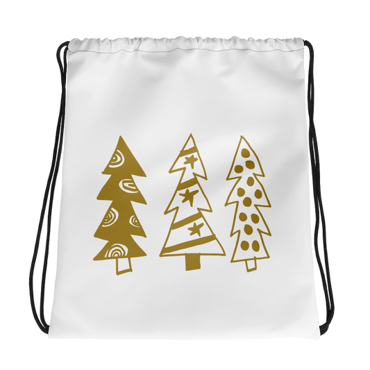 Golden Christmas Trees | Drawstring Bag