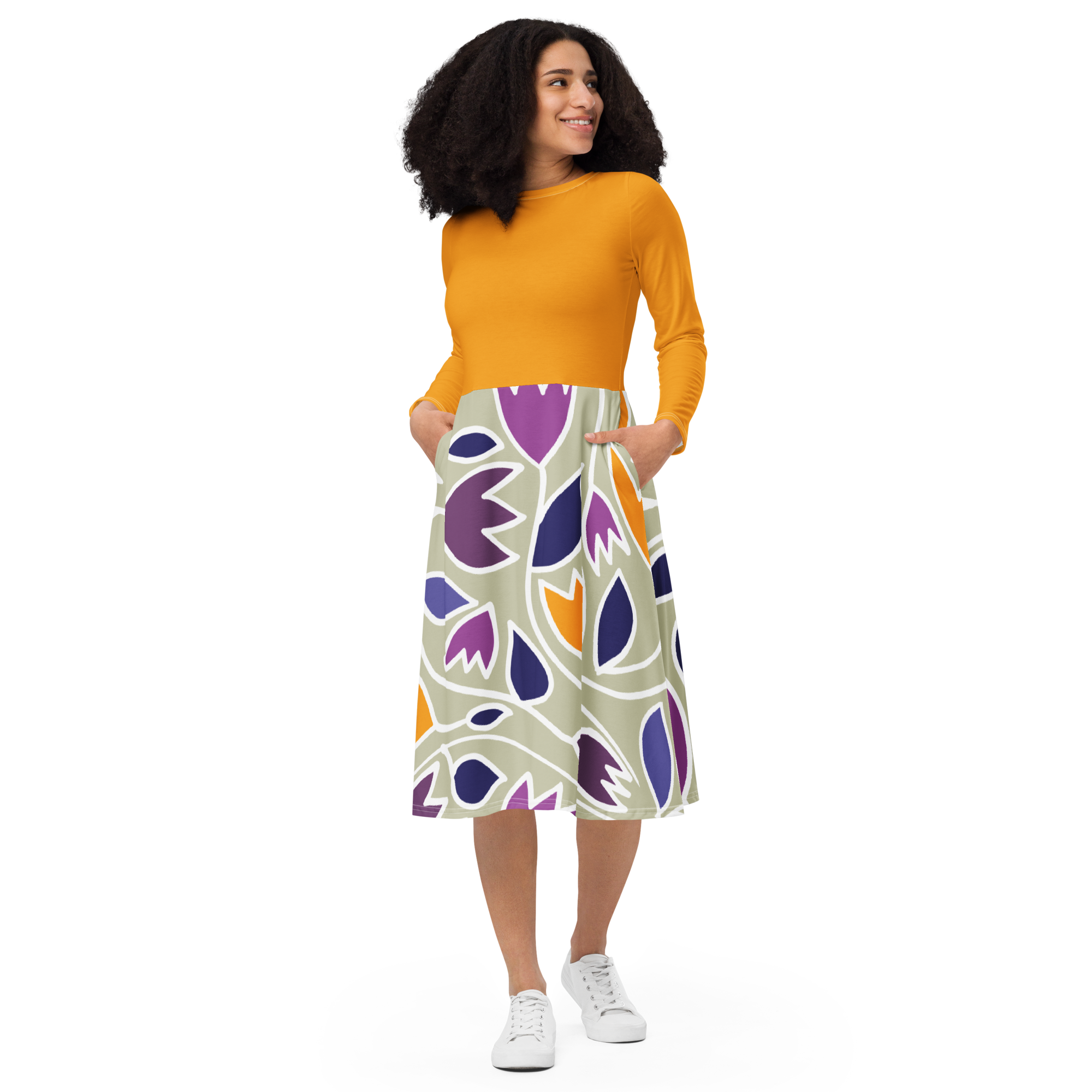 Flower Magic | long sleeve midi dress