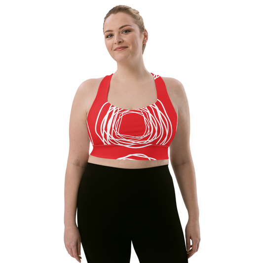 Red Flowers | Longline Sports Bra