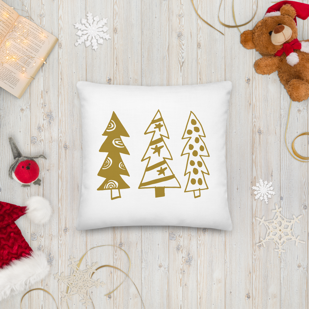 Golden Christmas Trees | Pillow