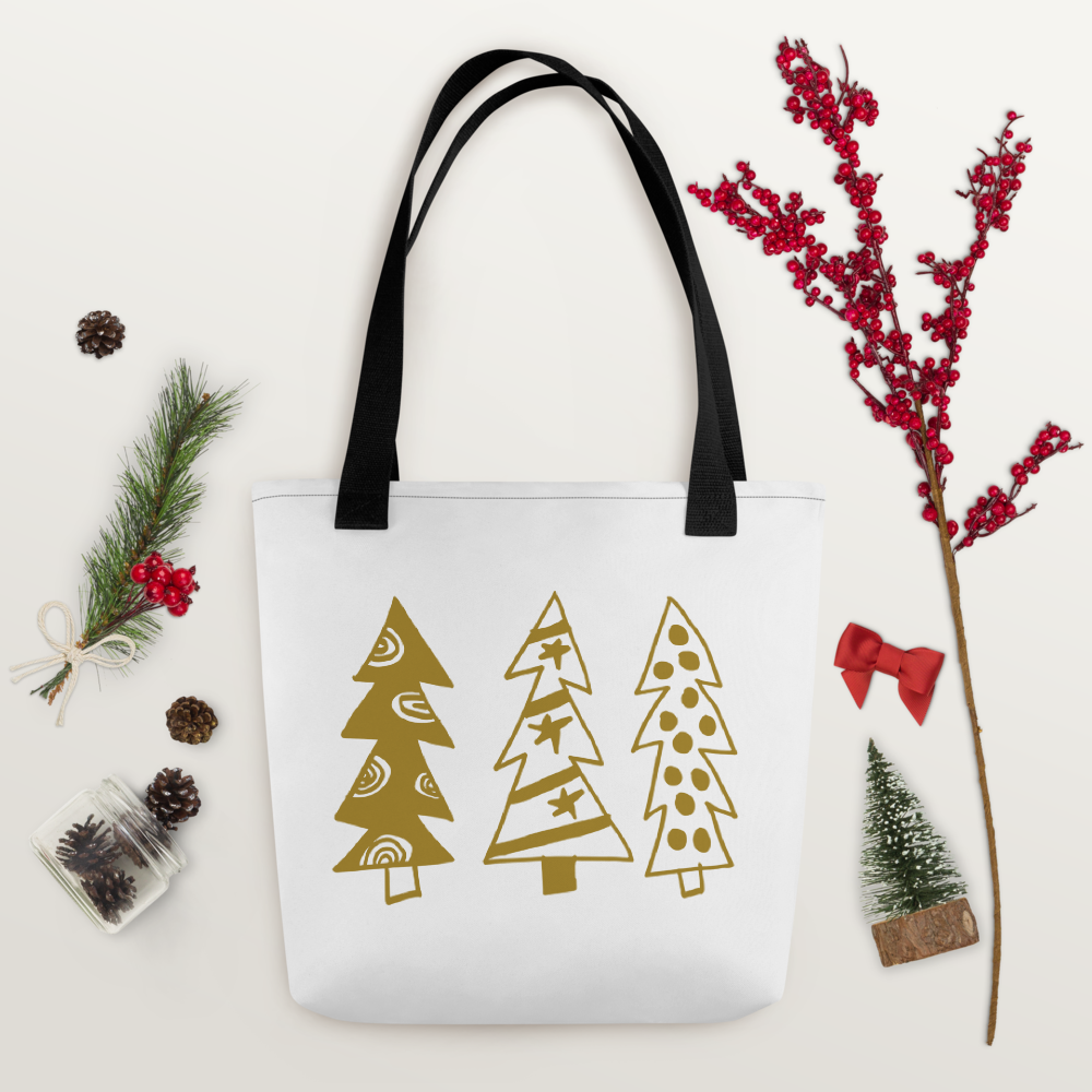 Golden Christmas Trees | Tote Bag