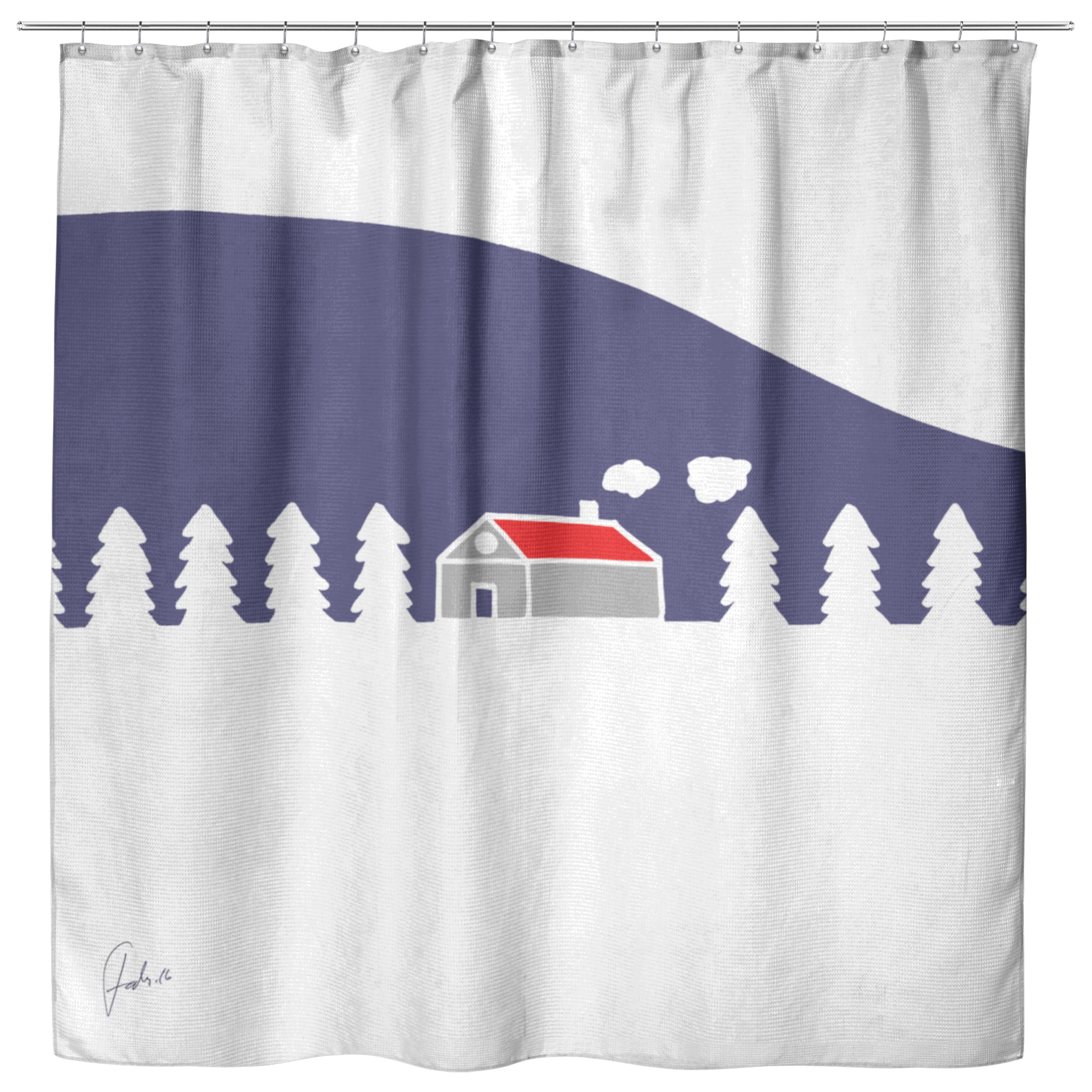 Home In White Forest | Cloth Shower Curtain