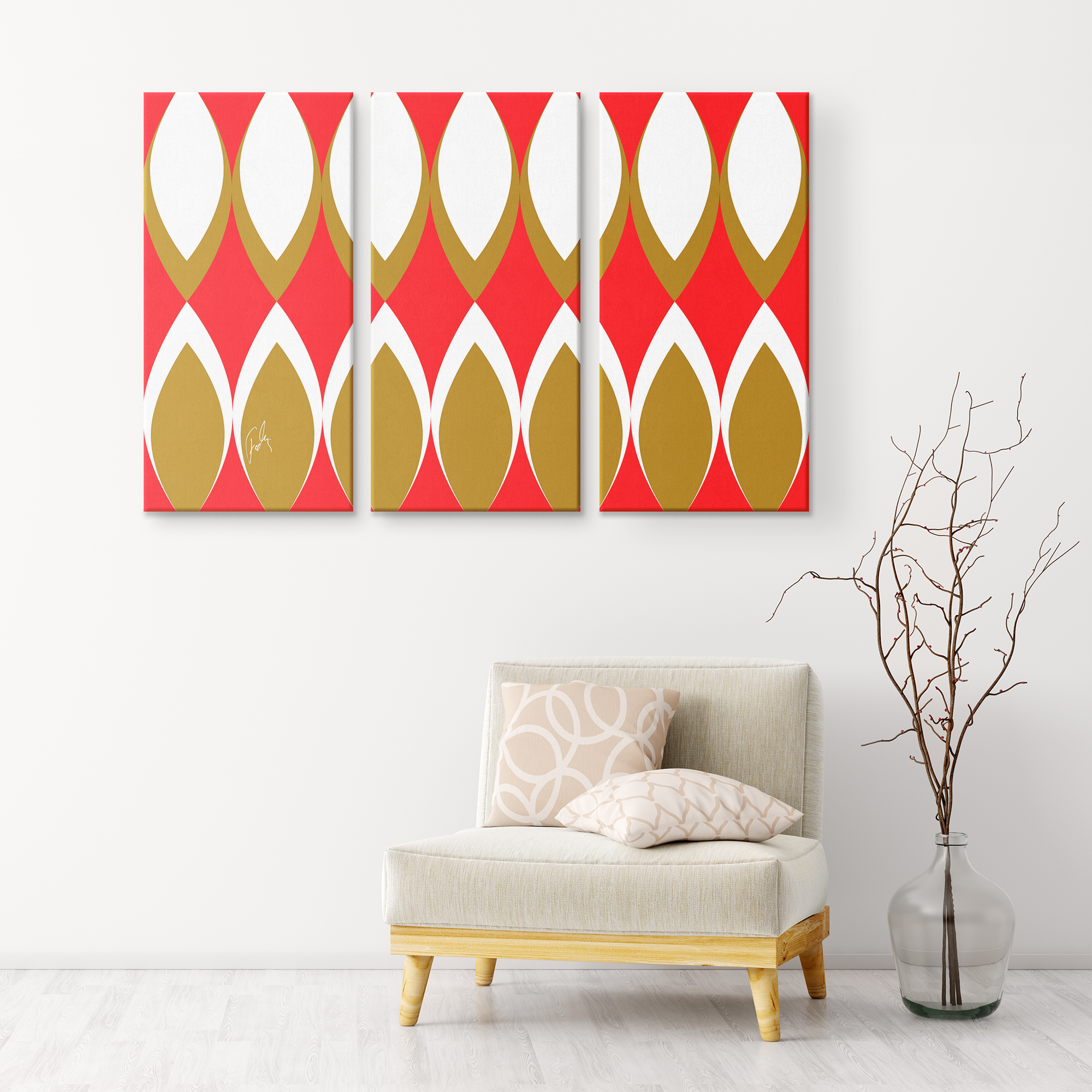 Golden Eye Christmas | 3 Piece Canvas