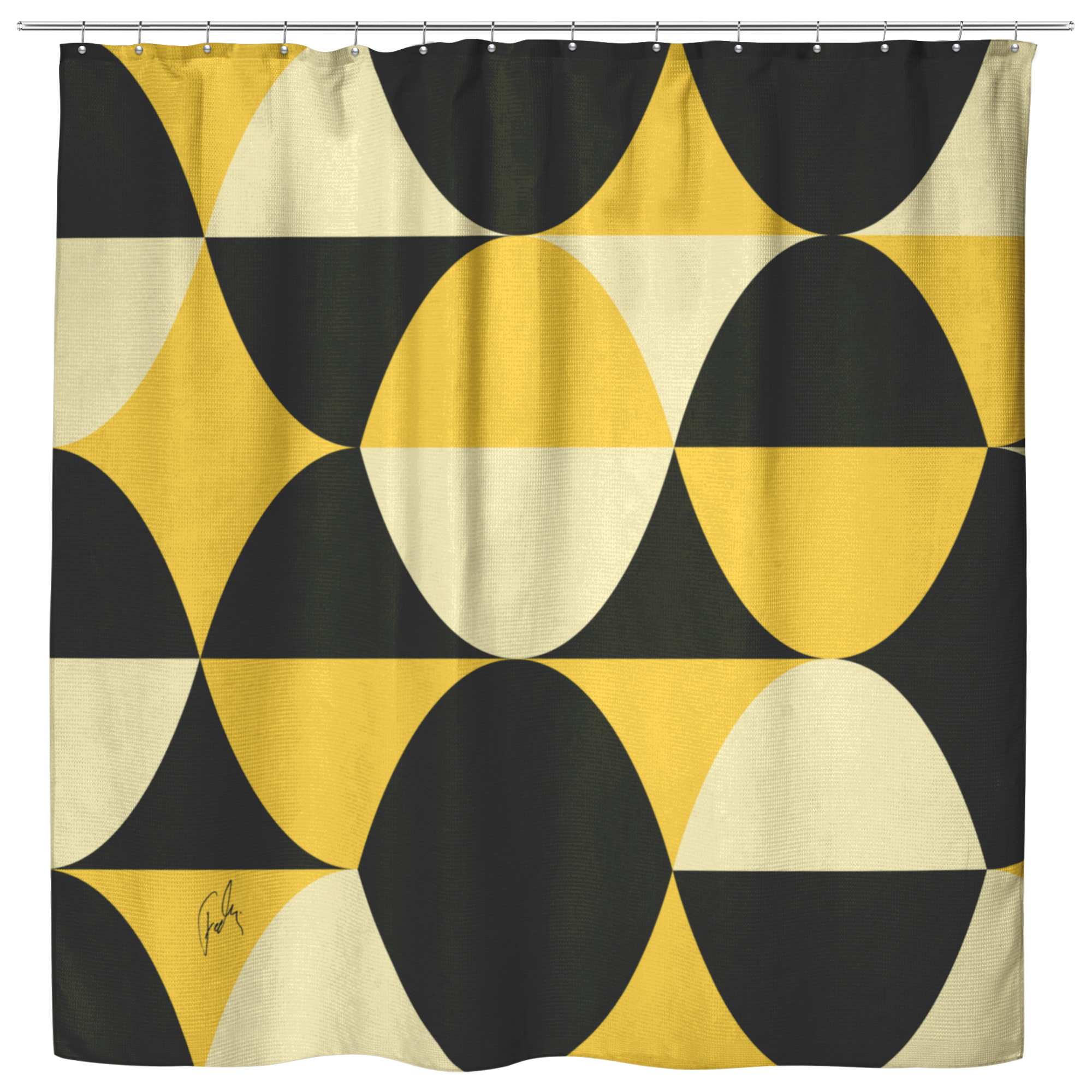 Yellow and Black Eggs | Cloth Shower Curtain