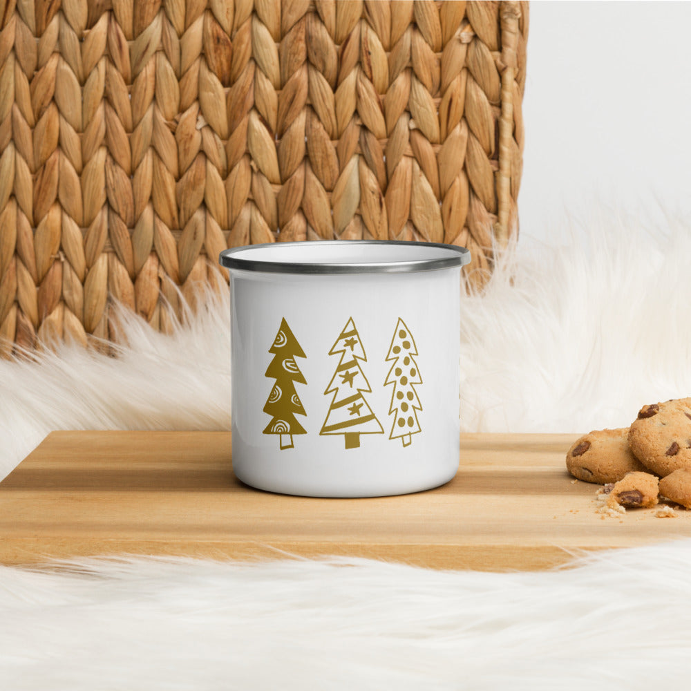 Golden Christmas Trees | Enamel Mug