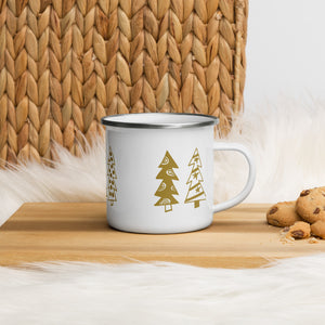 Golden Christmas Trees | Enamel Mug